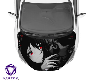 Oni Mask Anime Girl Hood Wrap Weatherproof Vinyl Decal 50X60 1-YR Waranty K