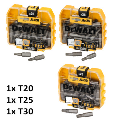 3 DeWalt Bitboxen je 25 Bits I TX20 TX25 TX30 I DT7961 DT7962 DT7963 T20 T25 T30