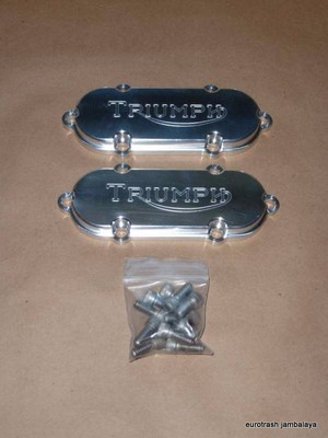 Triumph 750 T140 Valve Cover Set BILLET ENGRAVED USA-made webco jomo dunstall