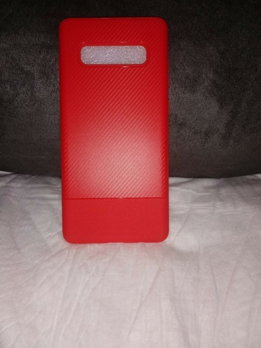 For Samsung Galaxy S10 Plus Carbon Fiber Texture Soft Case Red New Condition - Picture 2 of 8