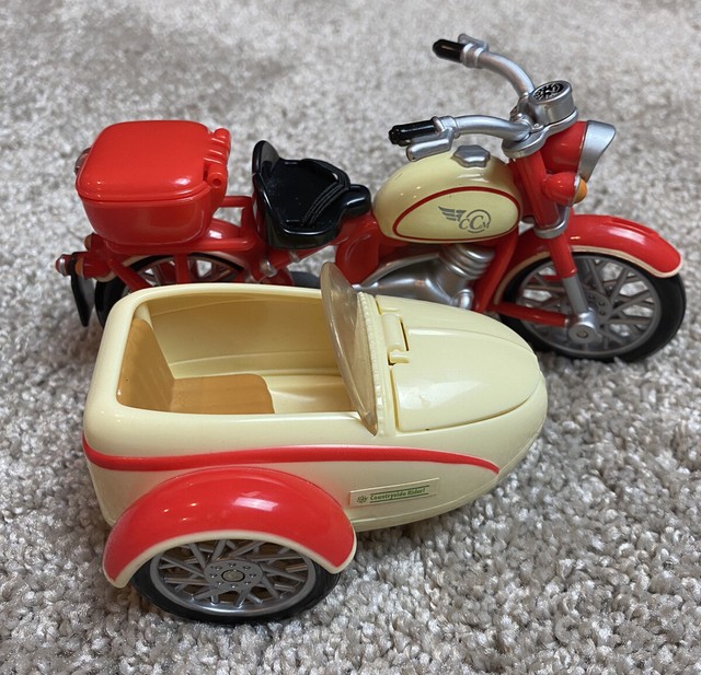 Calico critters/sylvanian families Motorcycle W Sidecar & Raccoon