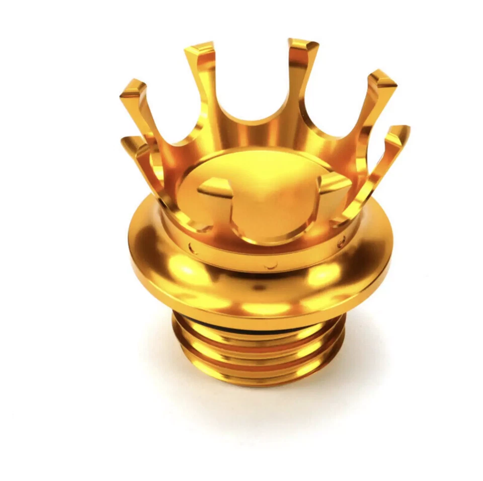 King Crown Gas Cap Fuel Tank Cover Gold For Harley Super Glide Road King Gold Foto 3 de 4