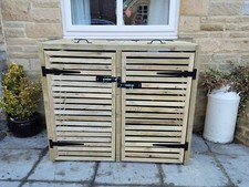 Double Wooden Bin Store Tidy Handcrafted Delivery Available