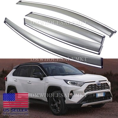 For Toyota RAV4 2019-2024 STICK-ON CHROME TRIM WINDOW VISOR RAIN GUARD DEFLECTOR