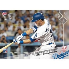 2017 TOPPS NOW #390 CODY BELLINGER CLUTCH 3-RUN HR IN 8TH LEADS DODGERS TO WIN