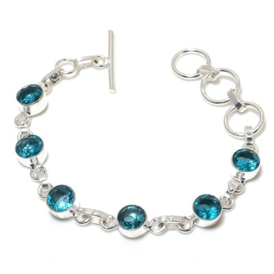 Bracelet Réglable En Argent Sterling 925 Avec Topaze Mystique - Fait Main En Inde