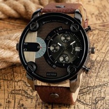 Leather Mens Watch Quartz Watch Wristwatch Large Dial Watches Fashion Casual