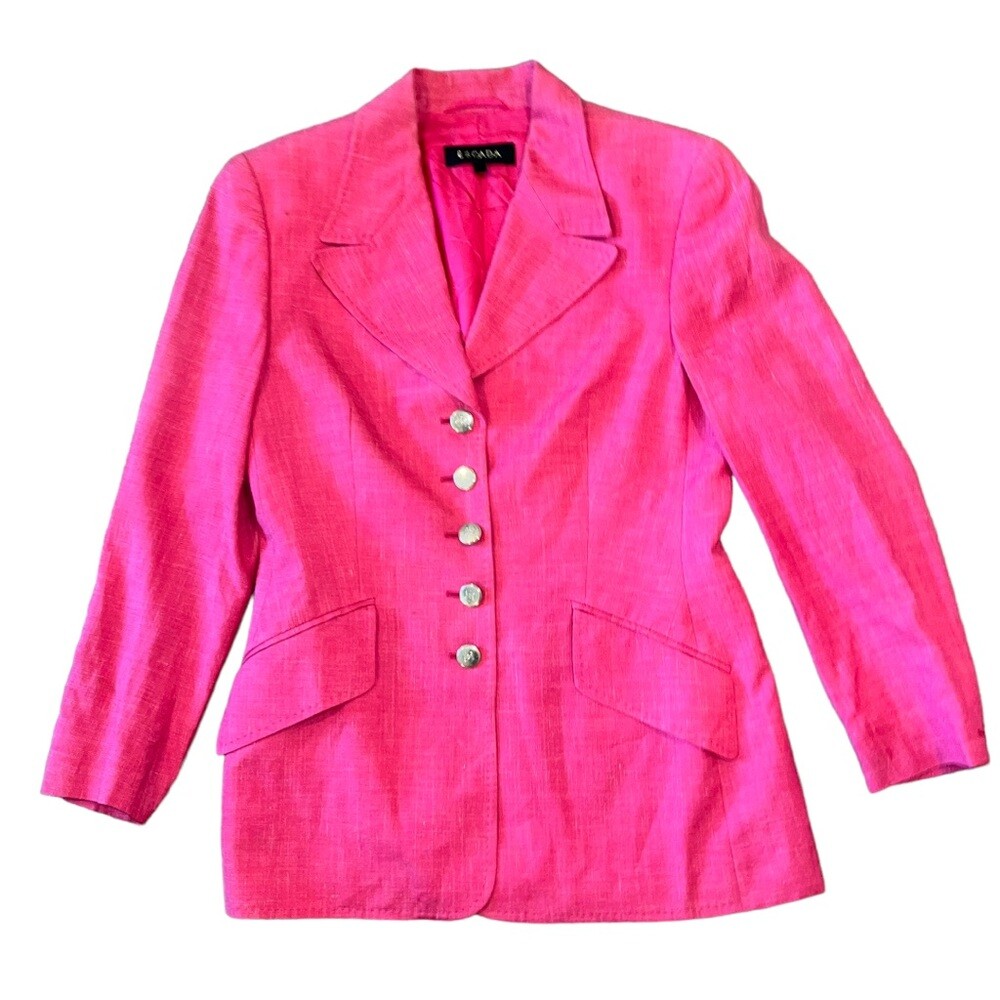 Escada Pink Blazer and Skirt Suit Two Pieces Set Gem