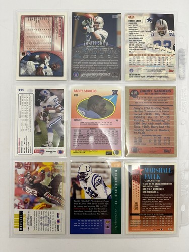 Lote de 9 cartas de corredor del Salón de la Fama Emmitt Smith Barry Sanders Marshall Faulk - Imagen 2 de 2