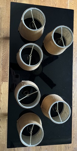 Set Of 6 Burlap Sconce Clip On Lined Shades 4” Tall - Picture 2 of 4