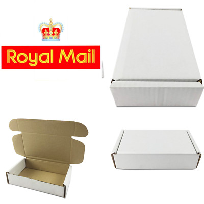 KLEINE PAKETKARTONS 200x120x50 mm (8x5x2'') ROYAL MAIL BELIEBIGE MENGE WEISSER POSTKARTON