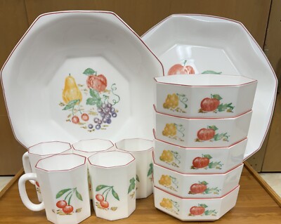12 Pcs Arcopal FRUIT Red Rim - 5 Bowls/5 Cups Serving Bowl Serving Plate