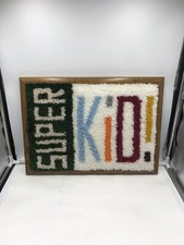 Framed Latch Hook Rug Wall Hanging Art Super Kid 19.5 X 14 Inches