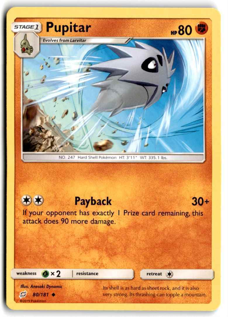 2019 Sun & Moon - Team Up Pupitar b Stage 1/Uncommon #80