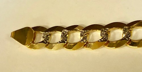14k Yellow+White Gold 8.5" Solid PAVE Curb Link 9.7 MM 18 Grams Chain/Bracelet - Picture 14 of 16
