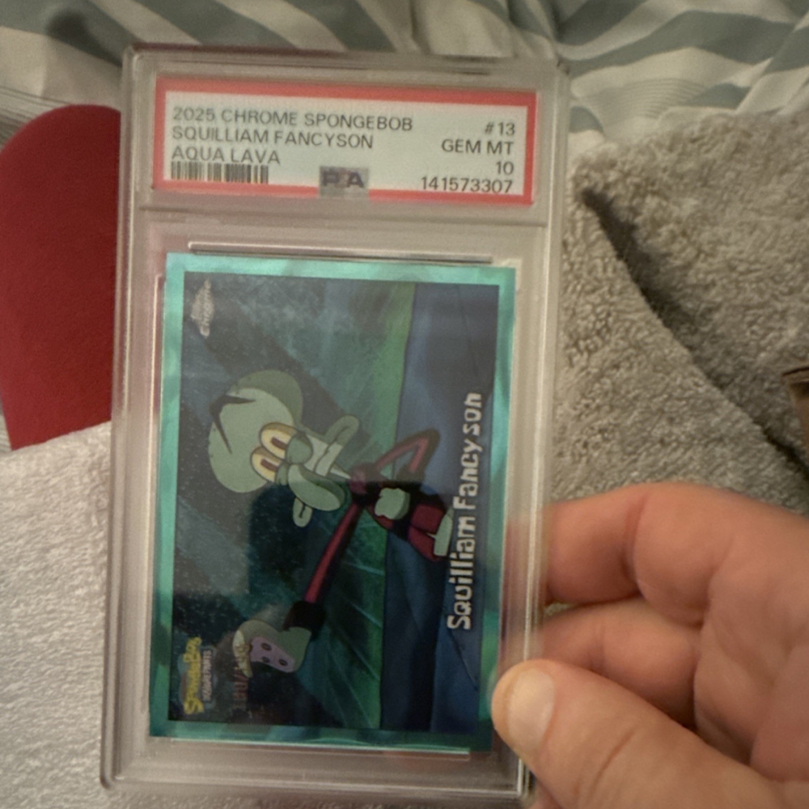 2025 Chrome SpongeBob Squilliam Fancyson #13 Aqua Lava PSA 10