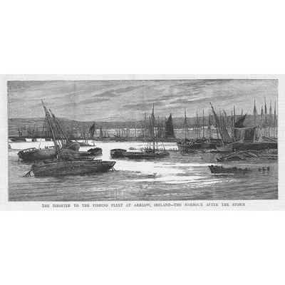 IRLAND Katastrophe für die Fischereiflotte bei Arklow - antiker Druck 1886