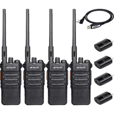 4 Pack Retevis RT86 High Power Walkie Talkies Long Range Warehouse &Adapter &USB