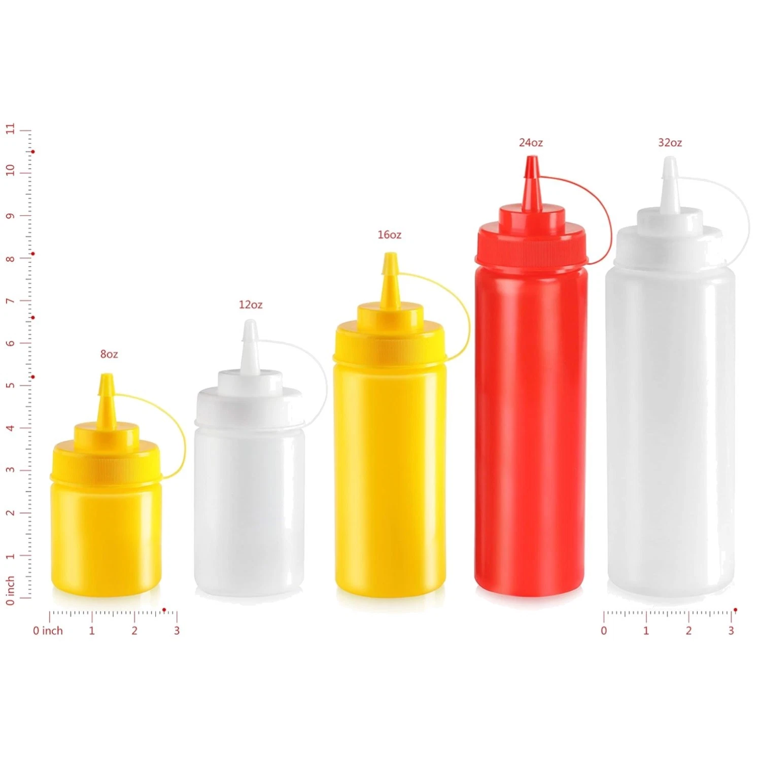 BPA-Free Clear Squeeze Bottles, 32 oz, Pack of 6