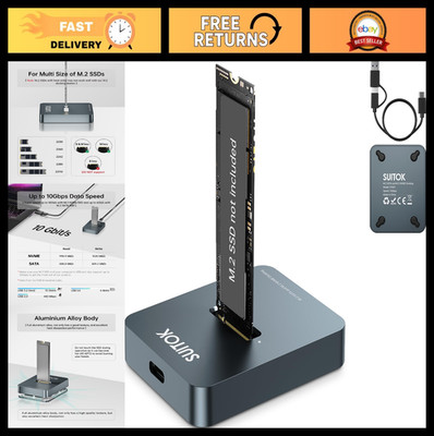 External M.2 NVMe SSD Reader, 10Gbps USB Adapter for M Key & B+M Key Drives, Alu