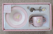 NEW Baby GUND Tender Beginnings Pink Ceramic Feeding Set-Cup, Spoon  Bowl-Girl