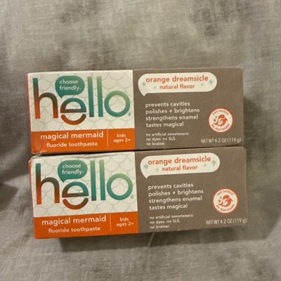 2x Hello Kids Fluoride Toothpaste Orange Dreamsicle Ages 2+ 4.2oz ea Exp 2027