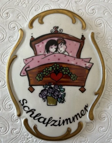 Vintage  Porcelain German Bedroom Sign Plague