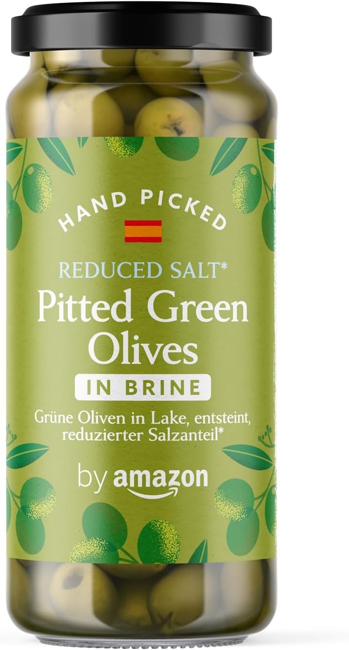 by Amazon Reduced Salt Pitted Green Olives, 340g