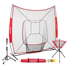 7' x 7' Baseball  Softball Practice Net Set with Travel Tee, Ball Caddy, 3 W...