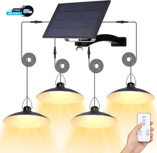 Solar Pendant Lights Outdoor IP65 Waterproof  4 Heads Solar Powered Shed