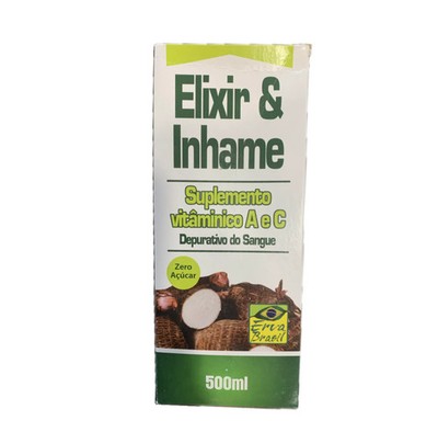 Elixir de Inhame Erva Brasil 500ml - Depurativo e Vitaminas A e C Zero Açúcar