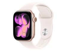 Apple Watch Series 11 42mm Cell Rose Gold Case w Light Blush Band S/M MF8E4LW/A