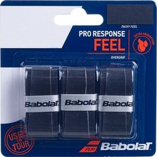Babolat Pro Response 3-Pack Black Tacky Overgrip Tennis Racquetball Pickleball