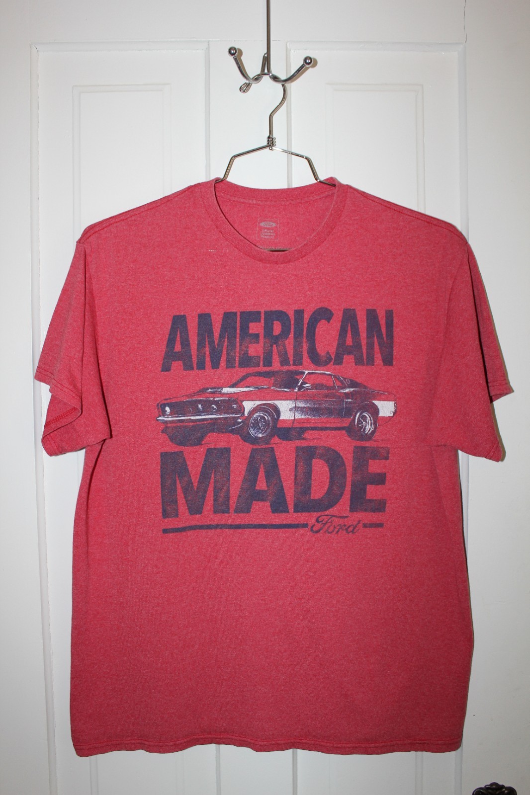 PONY T shirt Ford Mustang rossa made in America rossa GRANDE cotone poli