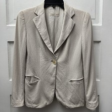 Emporio Armani Blazer Jacket Beige Textured Wool Italy IT 40 US 4 6