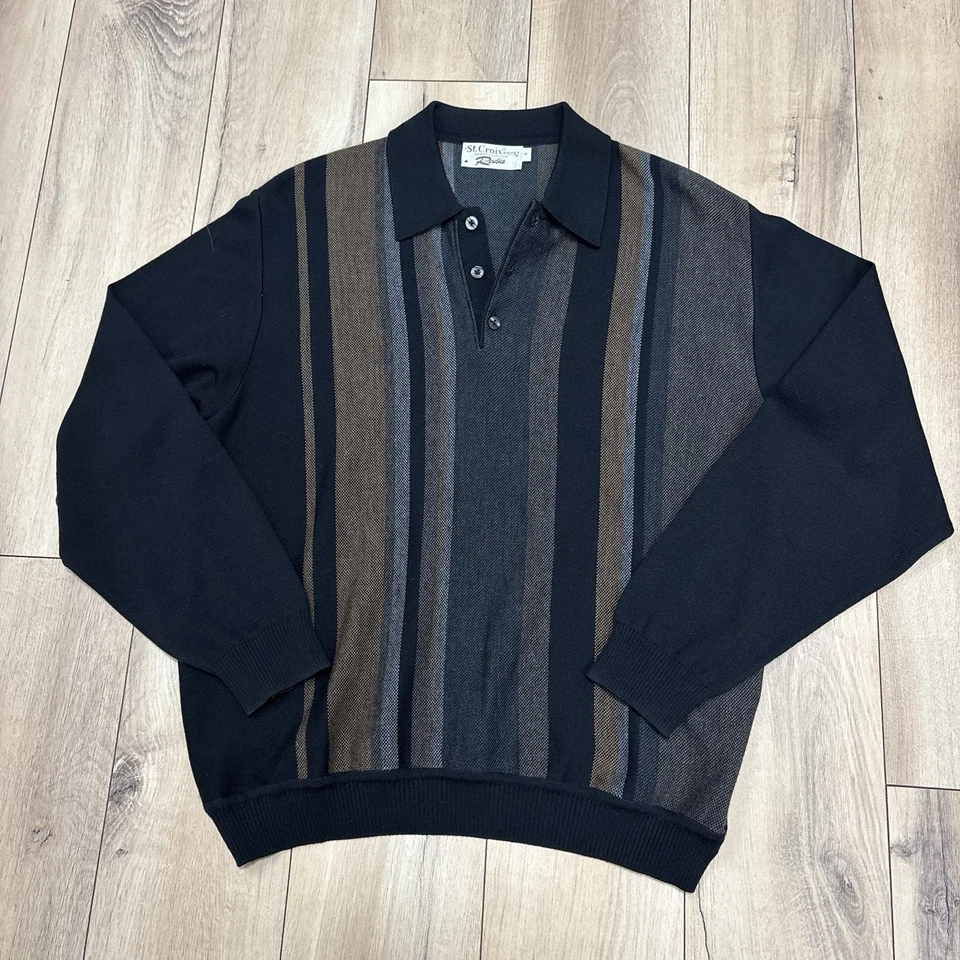 Suéter St Croix Para Hombres Mediano M Elegante Pullover de Lana Cuello Botón EE. UU. De Colección Foto 2 de 4