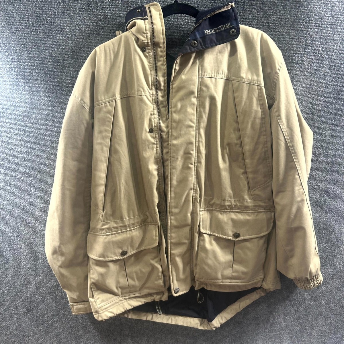 VTG Pacific Trail Coat Jacket Mens XL Beige Fleece Lined Outdoor Wear Full  Zip