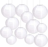WeißE Papierlaternen (12 StüCk) Runde Lampions Aus WeißEm Papier FüR Hochzeit, G