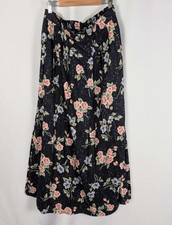 Sag Harbor Vintage 1990s Floral Rose Midi  Maxi Skirt w/Pockets, Medium