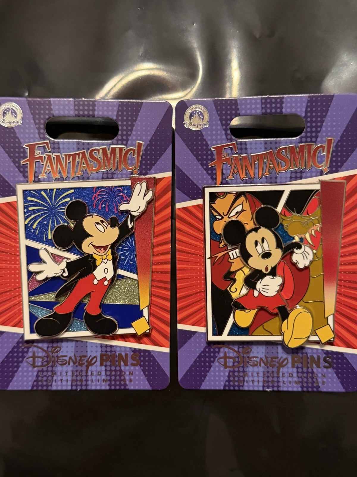 2026 WDW Disney Fantasmic Quarterly Collection 1/4 & 2/4 Mickey/Jafar Pin LE