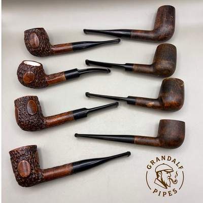 Lot of 8 NOS Italy Meerschaum Lined Tobacco Pipes Mixed Smooth & Rusticated