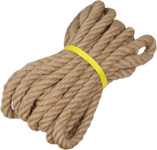 Twisted Jute Rope 3/4 in X 20 Ft Natural Thick Hemp Rope for DIY Crafts, Raili