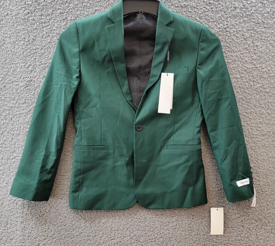 Traje Chaqueta Calvin Klein Infinite Mezcla Lana Elástica Niños Grandes 12 Verde Oscuro L/S Foto 2 de 4