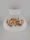 VTG White Milk Glass Hurricane Parlor Lamp Shade & Base Floral Fall Brown Tan