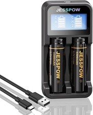 2 Pack 18650 Rechargeable Battery with Charger, Universal Charger for 3.7V Re...