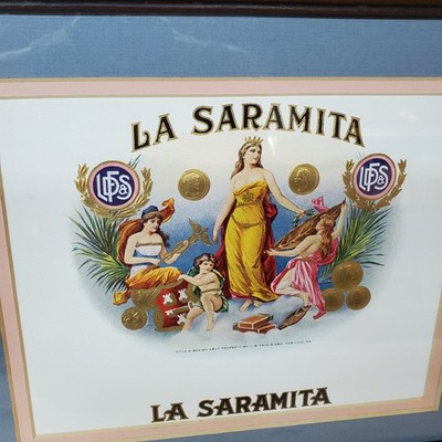 Vintage La Saramita Framed Cigar Box Label Excellent Man Cave Gift Beautiful