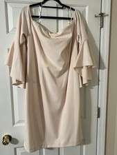 Calvin Klein  Off-Shoulder Flared Sleeve Blush Dress