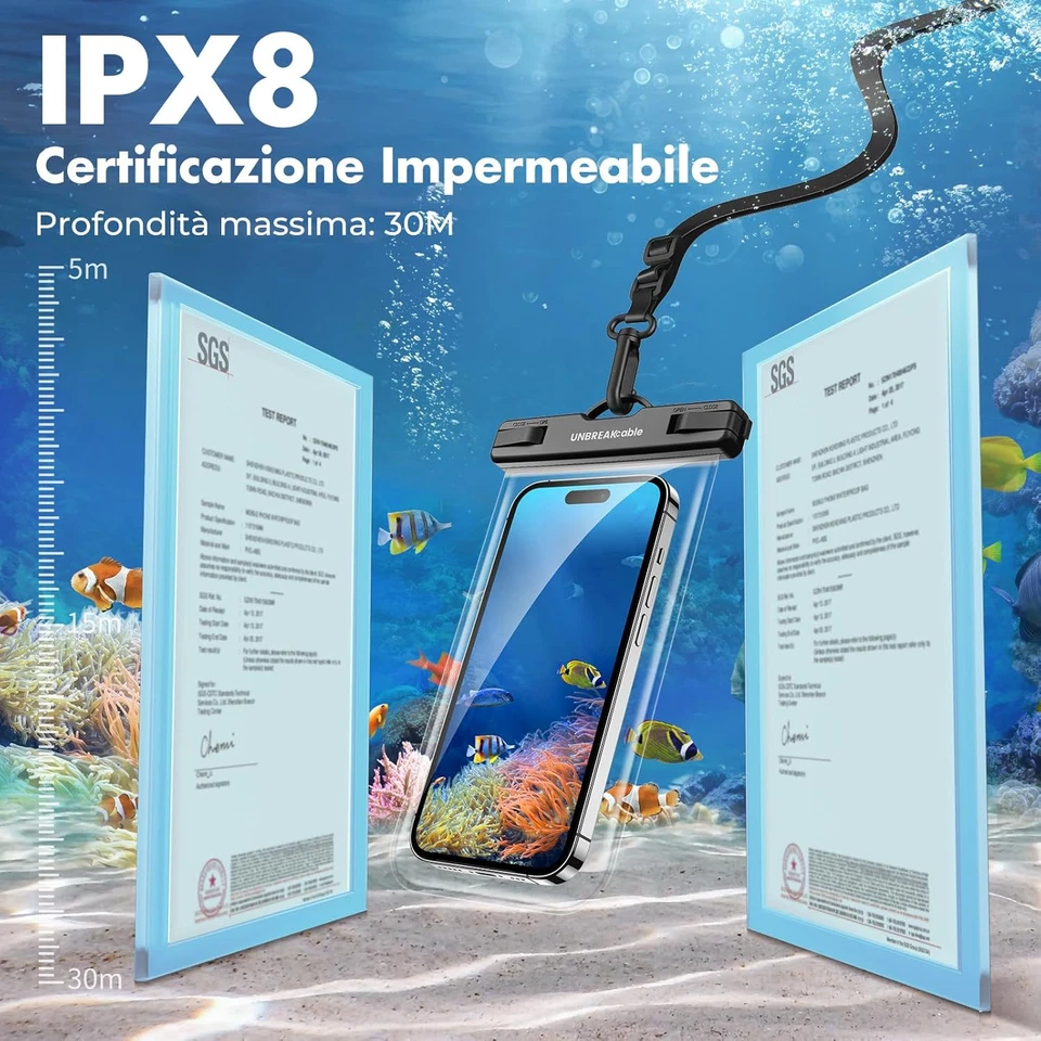 Custodia Impermeabile Borsa Impermeabile Universale IPX8/30M, Cover Subacquea pe - Immagine 2 di 4