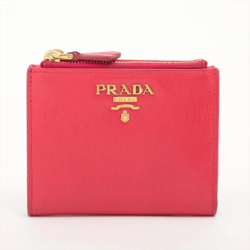 Portefeuille compact PRADA Vitello Move cuir rouge authentique