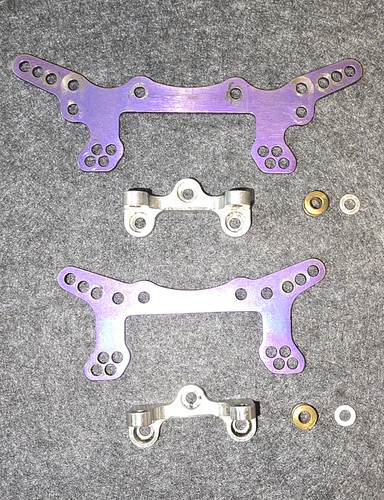 HCR Hardcore Racing TC3 Front & Rear Titanium Shock Tower Shocktowers Set RARE